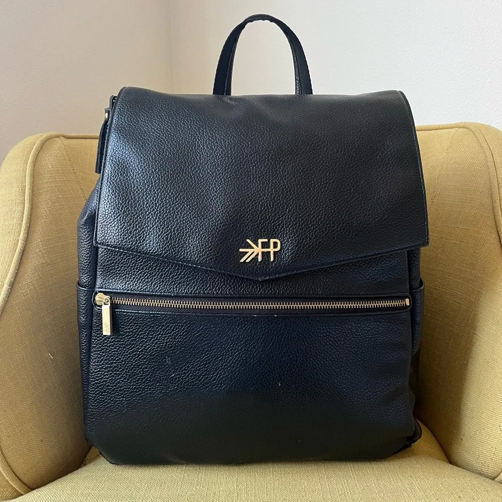 Freshly Picked Black Backpack Diaper Bag with Gold Hardware